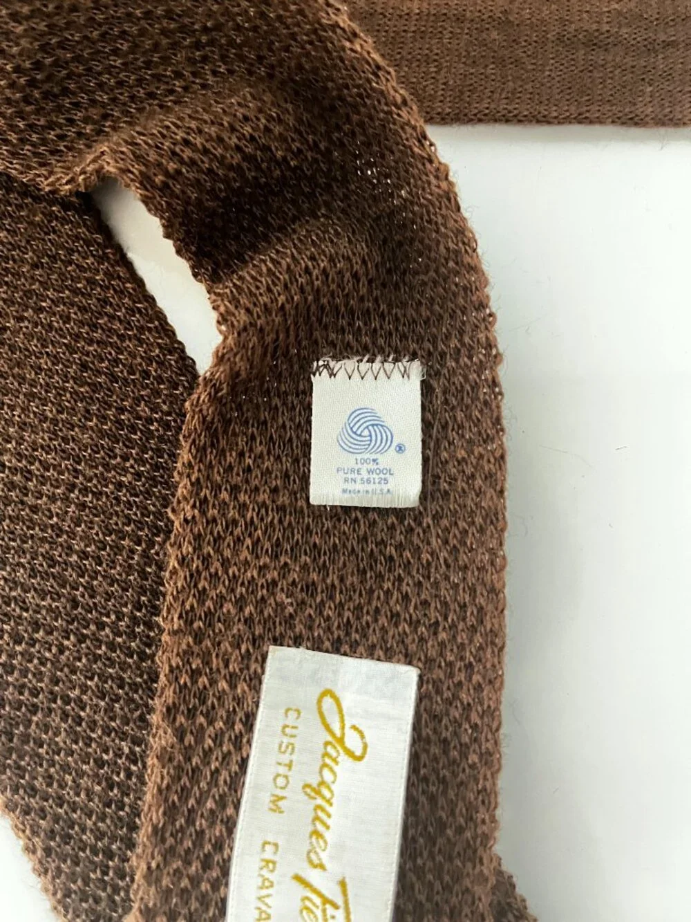 JACQUES PIERRE Custom Cravats Vtg MEN's BROWN NECKTIE 100% Wool/Preowned